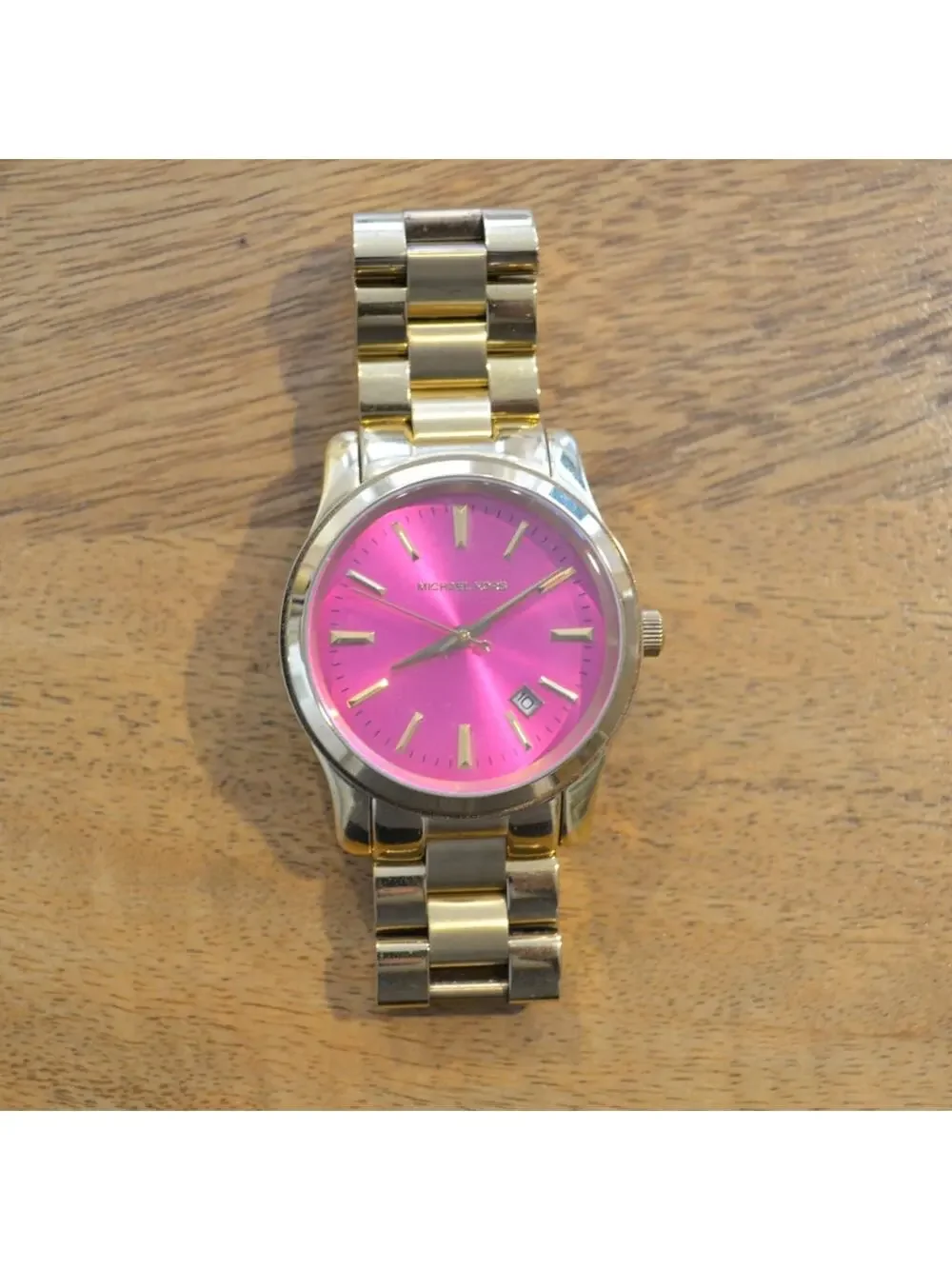 Michael Kors Gold Tone Pink Dial Analog Ladies Watch MK5801